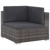 6 Piece Patio Lounge Set with Cushions Poly Rattan Gray