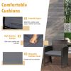 3 Pieces Patio Wicker Furniture Set with Storage Table and Protective Cover