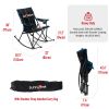 Oversized Rocking Camping Chair, Outdoor Luxury Padded Recliner, Folding Lawn Chair with Pocket, 300 LBS Heavy Duty for Picnic/Lounge/Patio, Portable