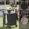 Outdoor Grilling Table with Storage,Stainless Steel Countertop Kitchen Island Cart with Storage Cabinet,Outdoor Grill Table for BBQ,Patio Cabinet with