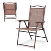 Set of 2 Patio Folding Sling Back Camping Deck Chairs