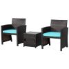 3 Pieces Patio Wicker Furniture Set with Storage Table and Protective Cover