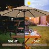 9' Solar Umbrella 32 LED Lighted Patio Umbrella Table Market Umbrella with Push Button Tilt/Crank Outdoor Umbrella for Garden, Deck, Backyard and Pool