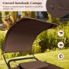 Patio Hanging Chaise Lounge Chair with Canopy Cushion Pillow and Storage Bag