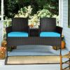 Modern Patio Set with Built-in Coffee Table and Cushions