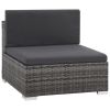 6 Piece Patio Lounge Set with Cushions Poly Rattan Gray