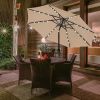 9' Solar Umbrella 32 LED Lighted Patio Umbrella Table Market Umbrella with Push Button Tilt/Crank Outdoor Umbrella for Garden, Deck, Backyard and Pool