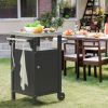 Outdoor Grilling Table with Storage,Stainless Steel Countertop Kitchen Island Cart with Storage Cabinet,Outdoor Grill Table for BBQ,Patio Cabinet with