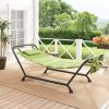 Polyester Hammock with Stand and Pillow, Brown 90.55"L x 38"W x 32"H