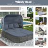 Outdoor Patio Furniture Set Daybed Sunbed with Retractable Canopy Conversation Set Wicker Furniture Sofa Set