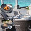 Aluminum Outdoor Dining Table Wicker Patio Gas Fire Pit Table in Brown (Table Only)