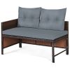 3 Pieces Outdoor Patio Corner Rattan Sofa Set