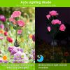 2Pcs Solar Powered Lights Outdoor Rose Flower LED Decorative Lamp Water Resistant Pathway Stake Lights