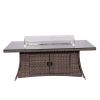 Aluminum Outdoor Dining Table Wicker Patio Gas Fire Pit Table in Brown (Table Only)