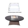 Aluminum Outdoor Dining Table Wicker Patio Gas Fire Pit Table in Brown (Table Only)