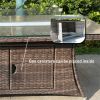 Aluminum Outdoor Dining Table Wicker Patio Gas Fire Pit Table in Brown (Table Only)