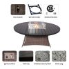 Aluminum Outdoor Dining Table Wicker Patio Gas Fire Pit Table in Brown (Table Only)