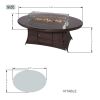 Aluminum Outdoor Dining Table Wicker Patio Gas Fire Pit Table in Brown (Table Only)