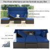 Outdoor Patio Rectangle Daybed with Retractable Canopy, Wicker Furniture Sectional Seating with Washable Cushions, Backyard, Porch