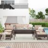 6-Piece Outdoor Patio PE Wicker Rattan Sofa Set Dining Table Set with Removable Cushions and Tempered Glass Tea Table for Backyard;  Poolside;  Deck